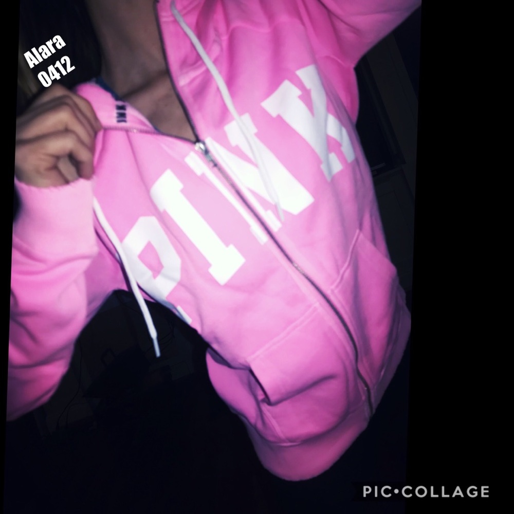 PINK Victoria's Secret Pink Zip-Up Hoodie with White Logo
